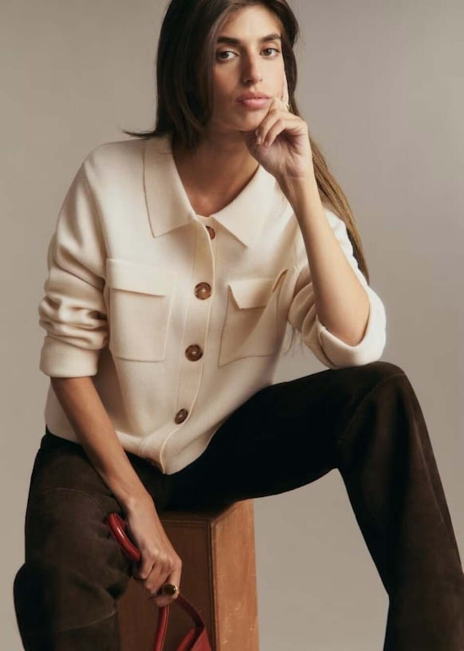 Sézane Cream Betty Cardigan Size L
